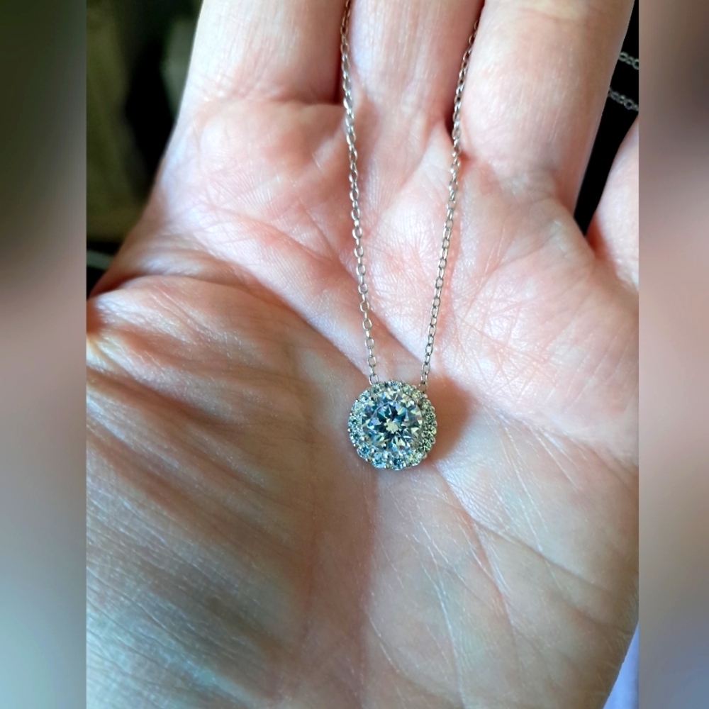 Vintage Sterling Silver Tested White Topaz 18" Cable Chain Necklace